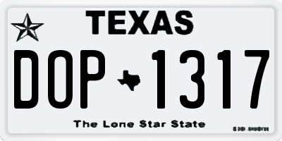 TX license plate DOP1317