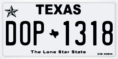 TX license plate DOP1318