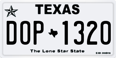 TX license plate DOP1320