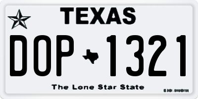 TX license plate DOP1321