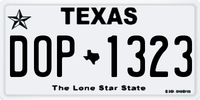 TX license plate DOP1323