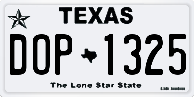 TX license plate DOP1325