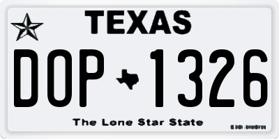 TX license plate DOP1326