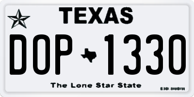 TX license plate DOP1330