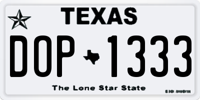 TX license plate DOP1333