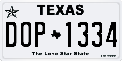 TX license plate DOP1334