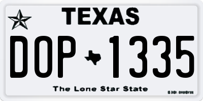 TX license plate DOP1335