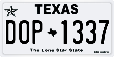TX license plate DOP1337