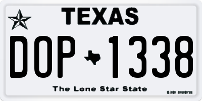 TX license plate DOP1338