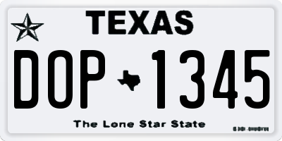 TX license plate DOP1345
