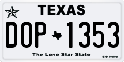TX license plate DOP1353