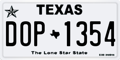 TX license plate DOP1354