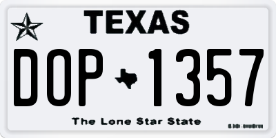 TX license plate DOP1357