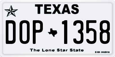 TX license plate DOP1358