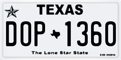 TX license plate DOP1360