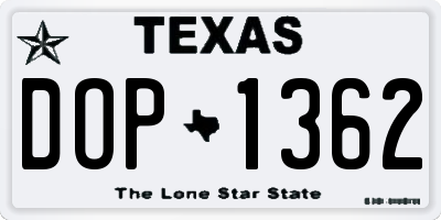 TX license plate DOP1362