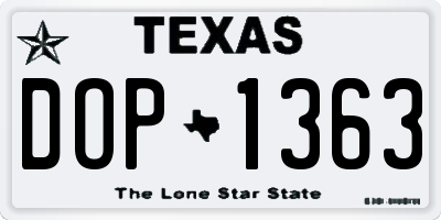 TX license plate DOP1363