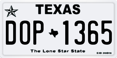 TX license plate DOP1365