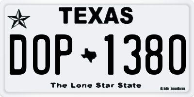 TX license plate DOP1380
