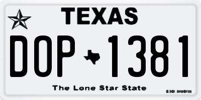 TX license plate DOP1381