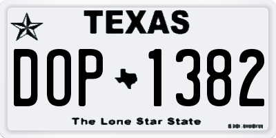 TX license plate DOP1382