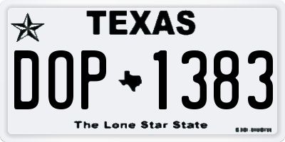 TX license plate DOP1383