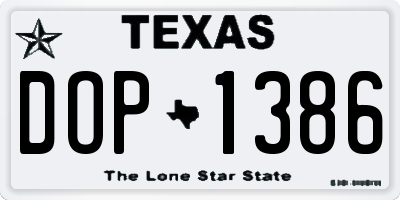 TX license plate DOP1386