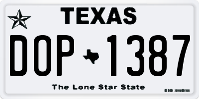 TX license plate DOP1387