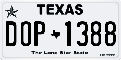 TX license plate DOP1388