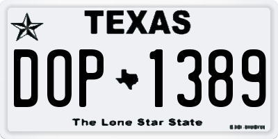TX license plate DOP1389