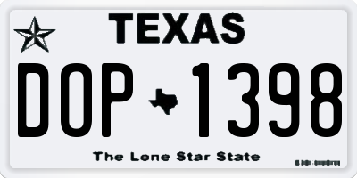 TX license plate DOP1398