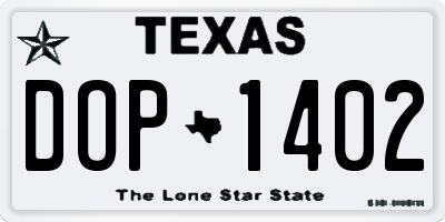 TX license plate DOP1402