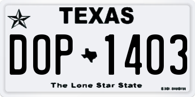 TX license plate DOP1403