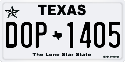 TX license plate DOP1405