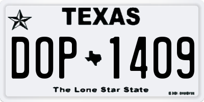 TX license plate DOP1409