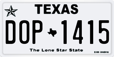 TX license plate DOP1415