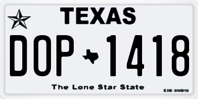 TX license plate DOP1418