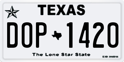 TX license plate DOP1420