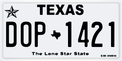 TX license plate DOP1421