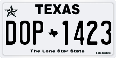 TX license plate DOP1423