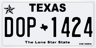 TX license plate DOP1424