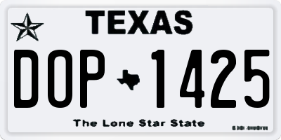 TX license plate DOP1425