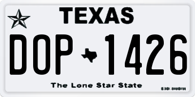 TX license plate DOP1426