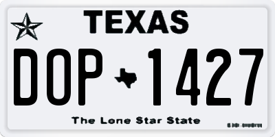 TX license plate DOP1427