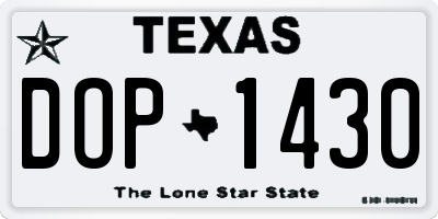 TX license plate DOP1430