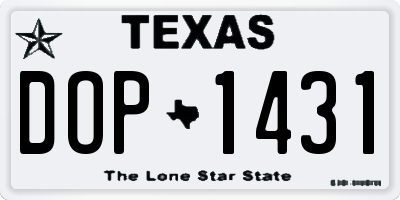 TX license plate DOP1431