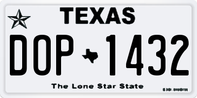 TX license plate DOP1432