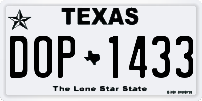 TX license plate DOP1433
