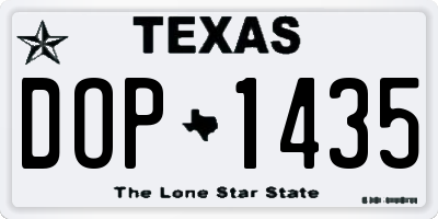 TX license plate DOP1435