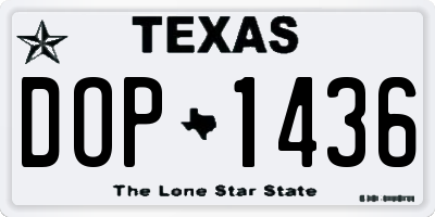 TX license plate DOP1436